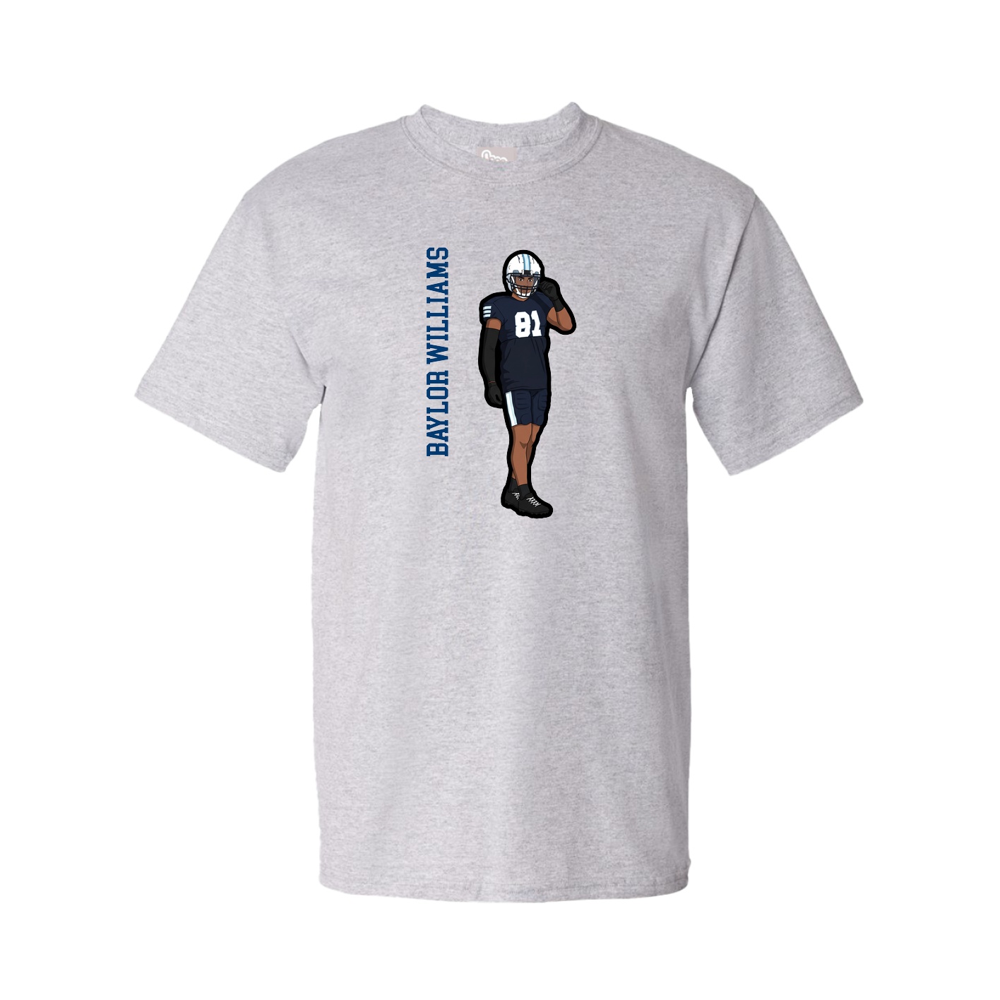 Tee — Name Vertical in Grey