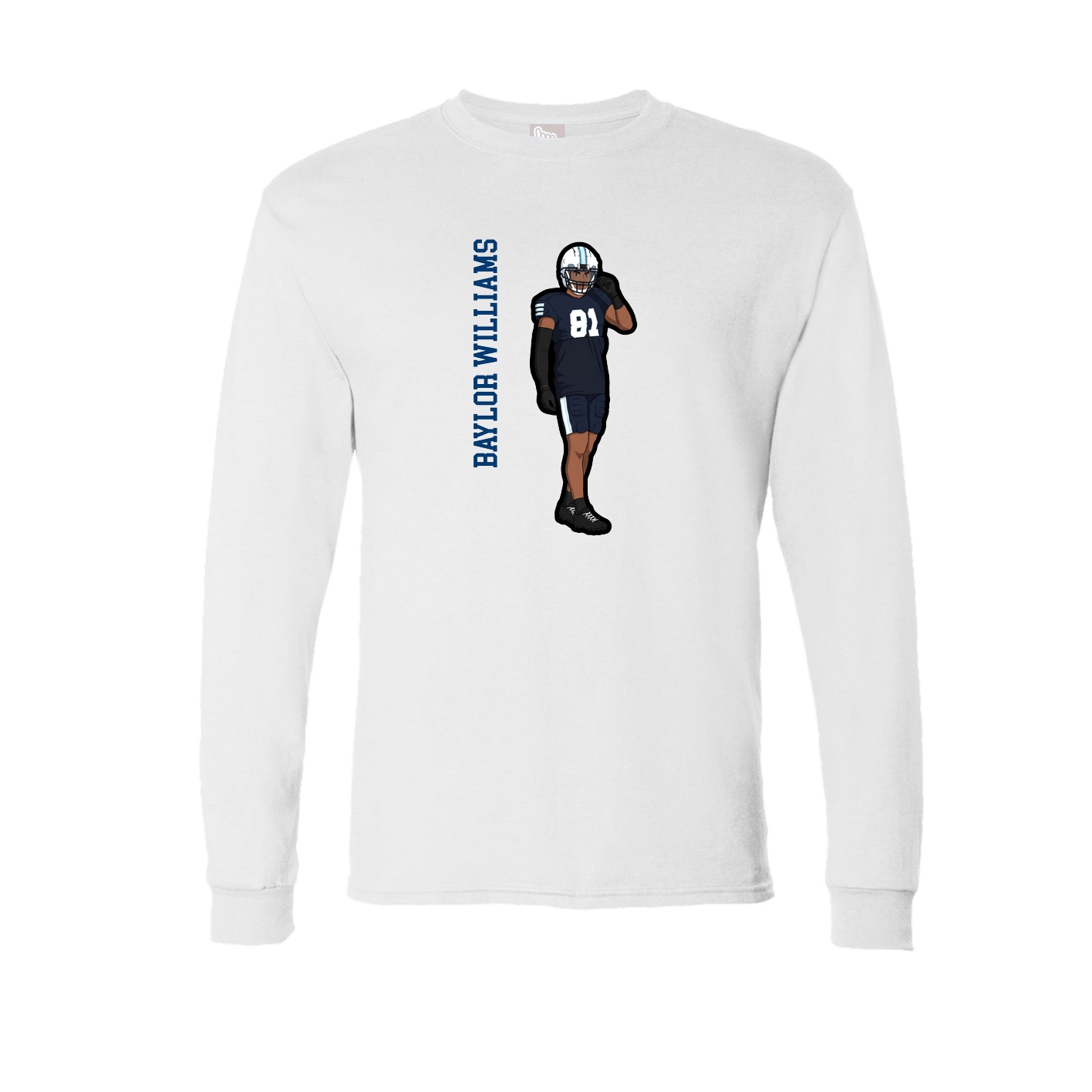 Long Sleeve Tee — Name Vertical in White