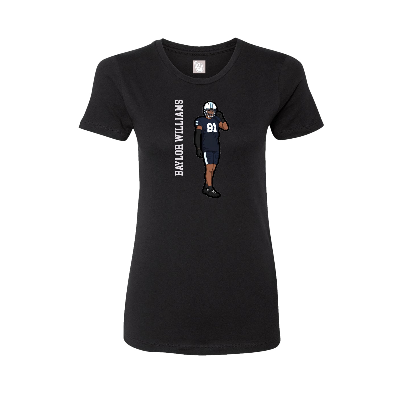 Fitted Women's Tee — Name Vertical in Black