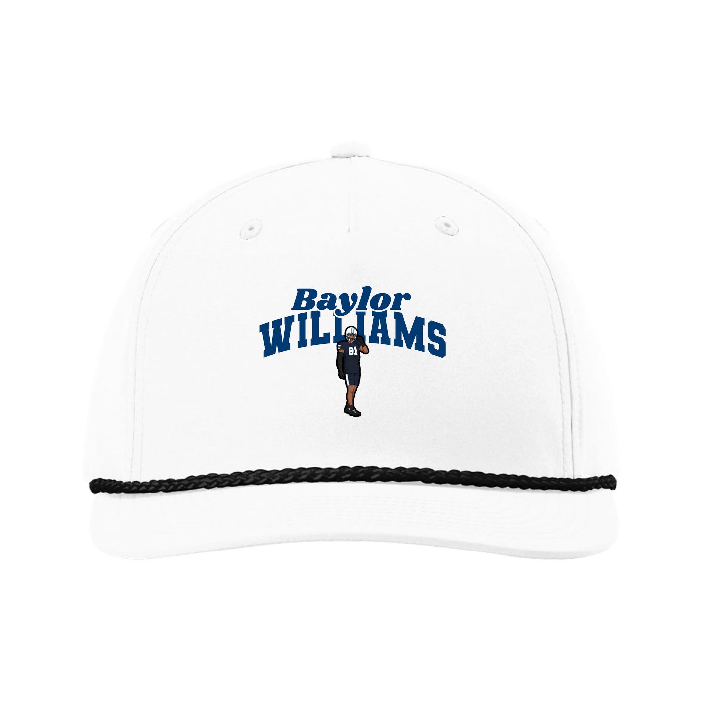 Five-Panel Classic Rope Cap — Signature Arch in White