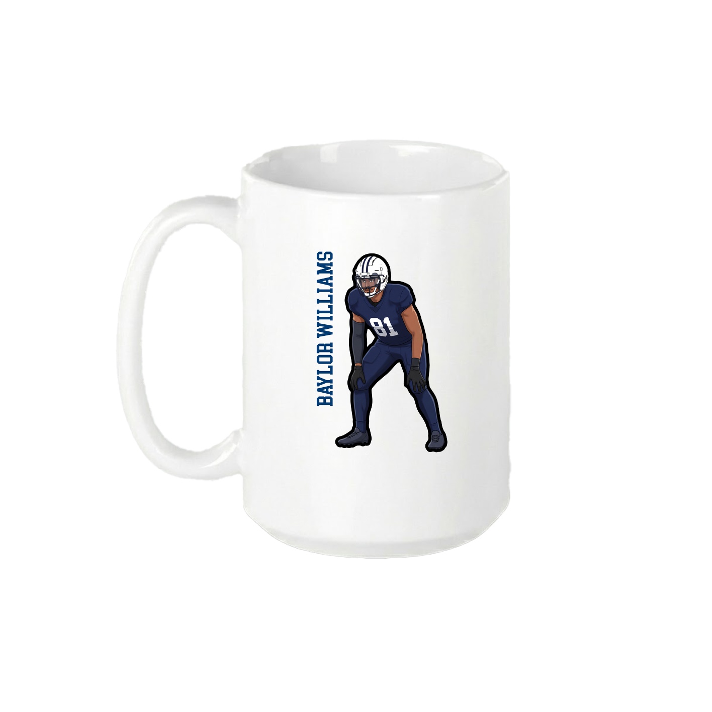 15oz Coffee Mug — Name Vertical in White