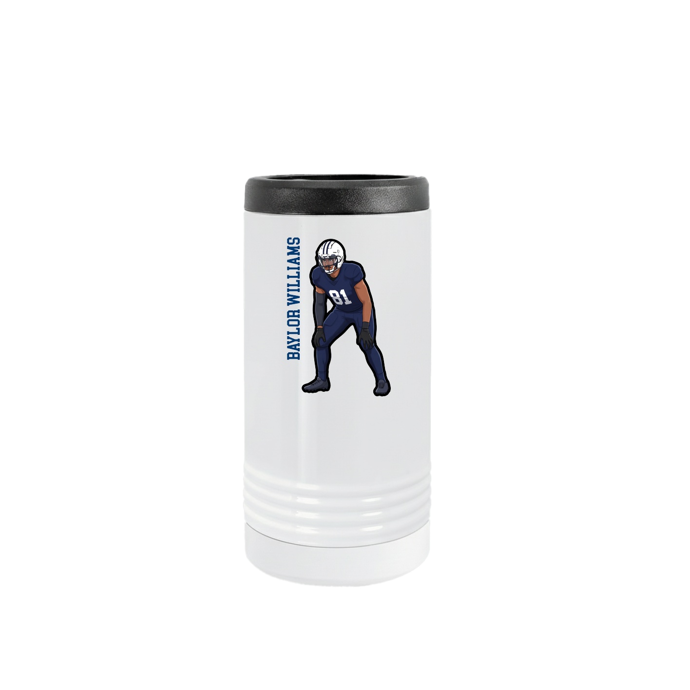 Slim Beverage Holder — Name Vertical in White
