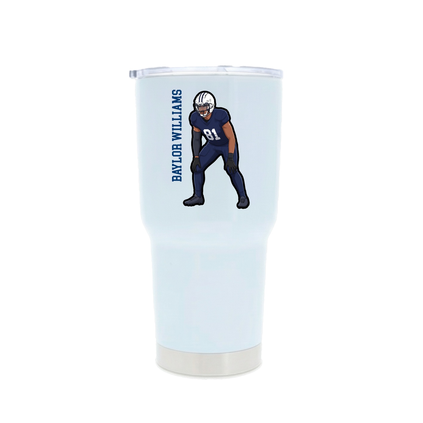 30oz Stainless Steel Tumbler — Name Vertical in White