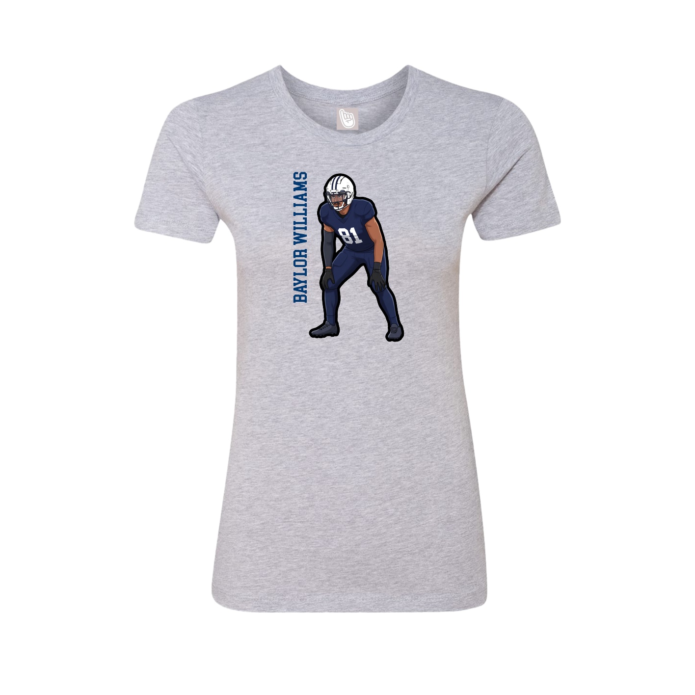 Fitted Women's Tee — Name Vertical in Grey