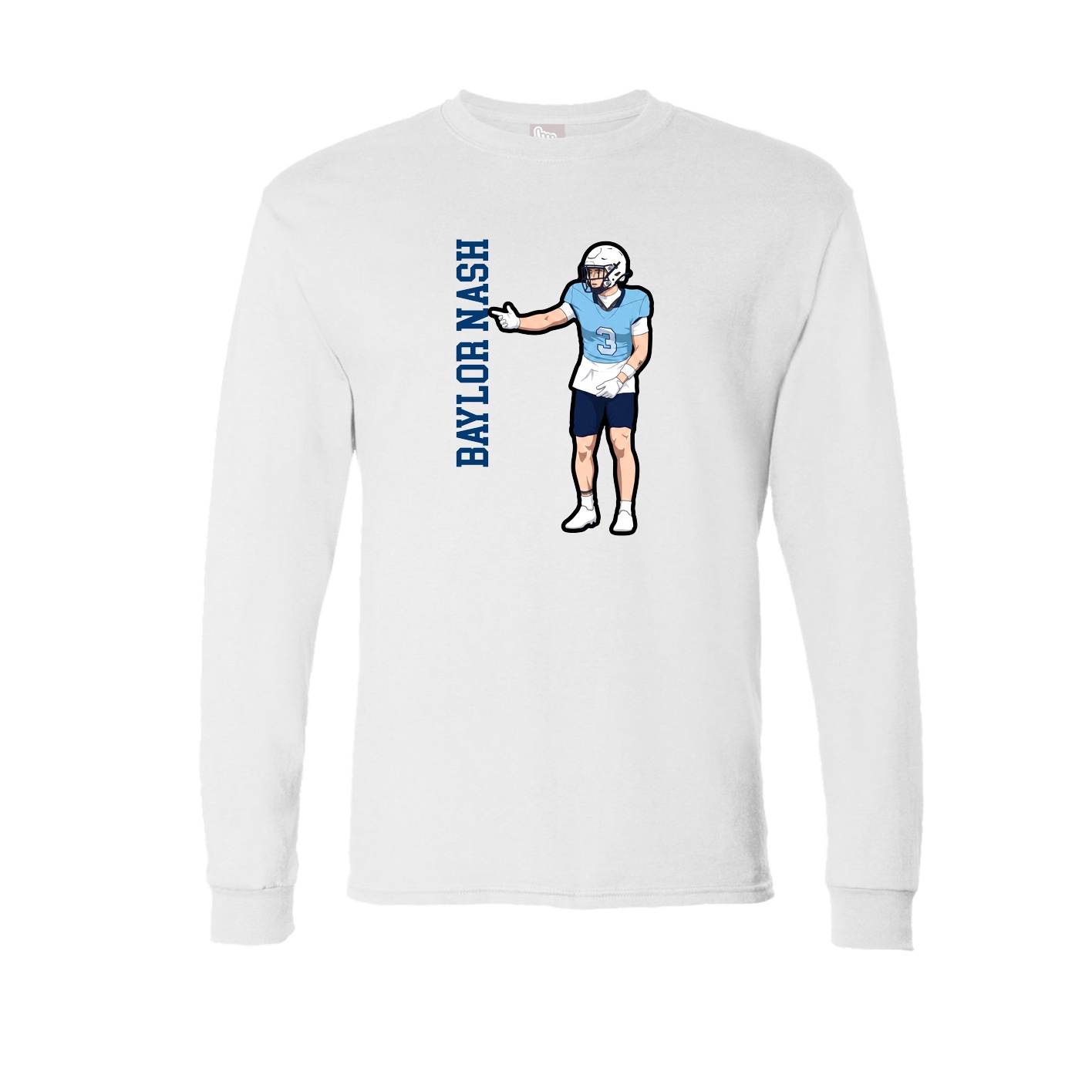 Long Sleeve Tee — Name Vertical in White