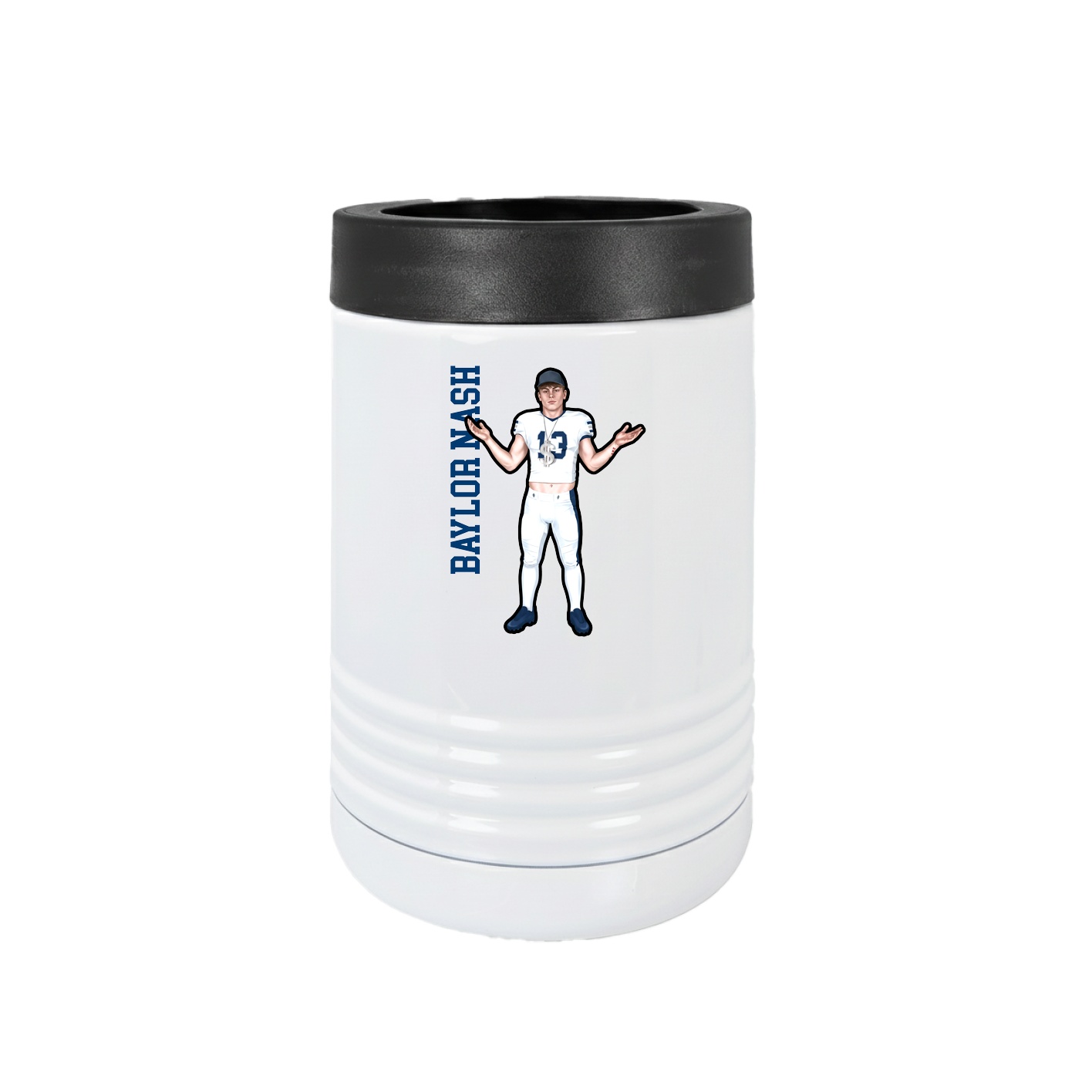 Beverage Holder — Name Vertical in White
