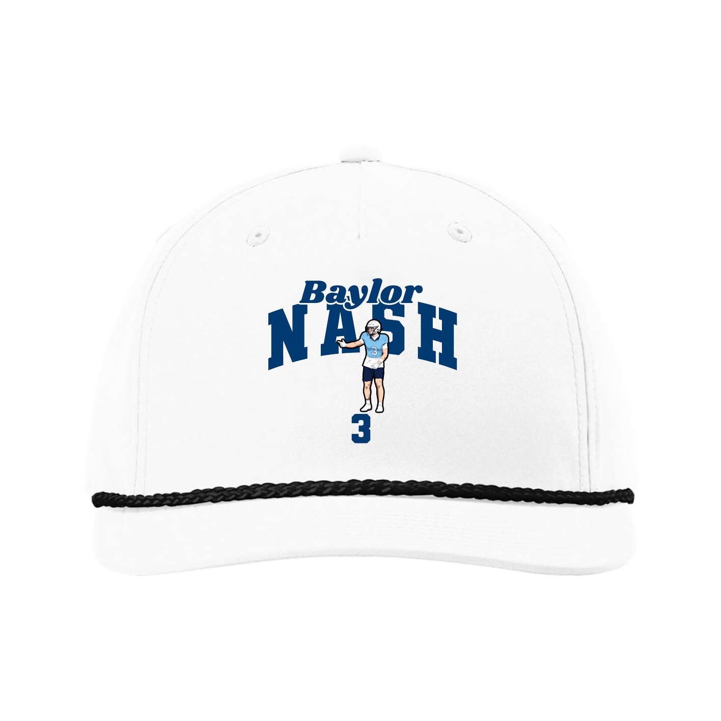 Five-Panel Classic Rope Cap — Signature Arch in White