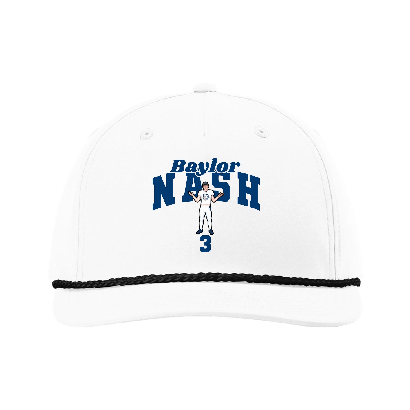 Five-Panel Classic Rope Cap — Signature Arch in White