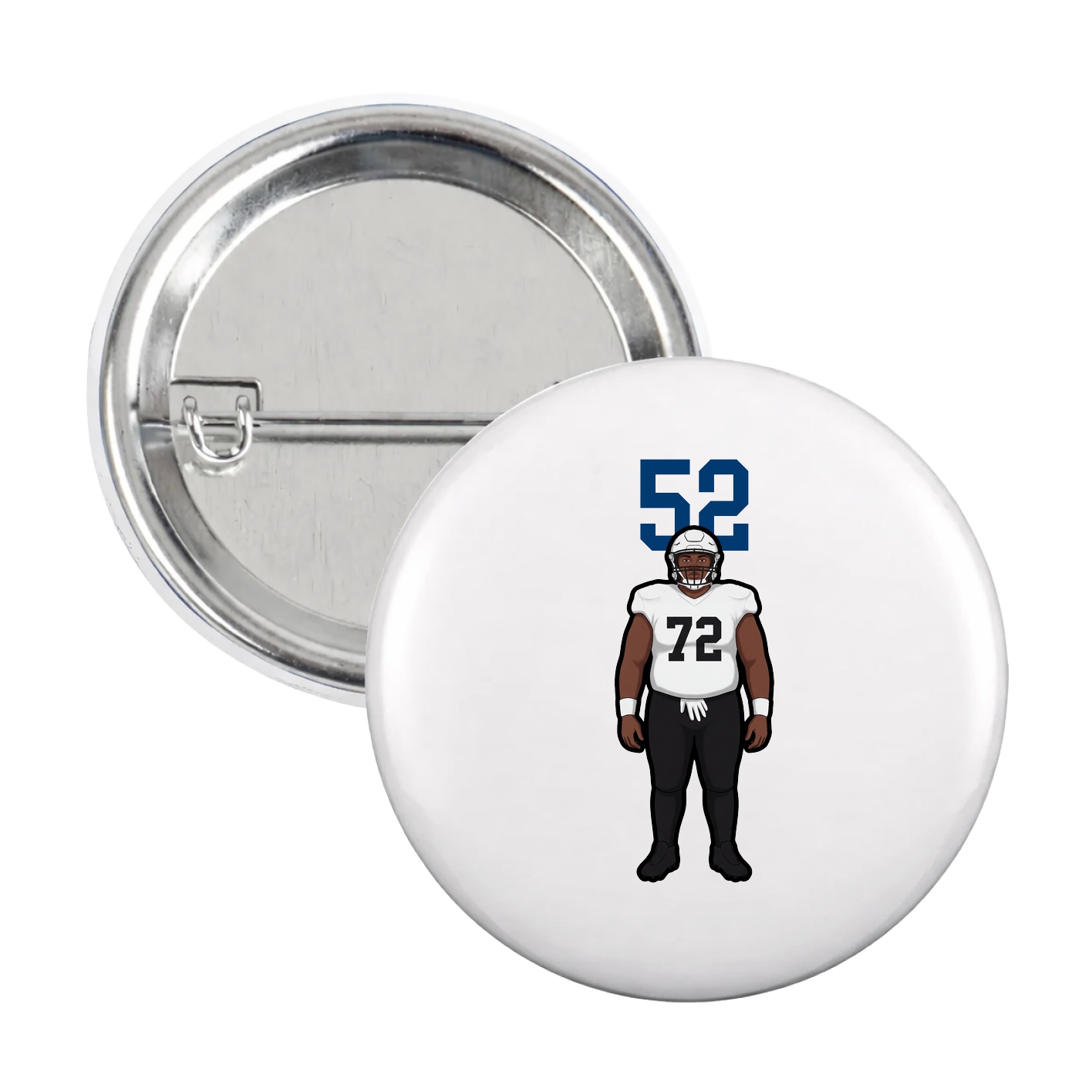 Game Day Button — Number Top in White
