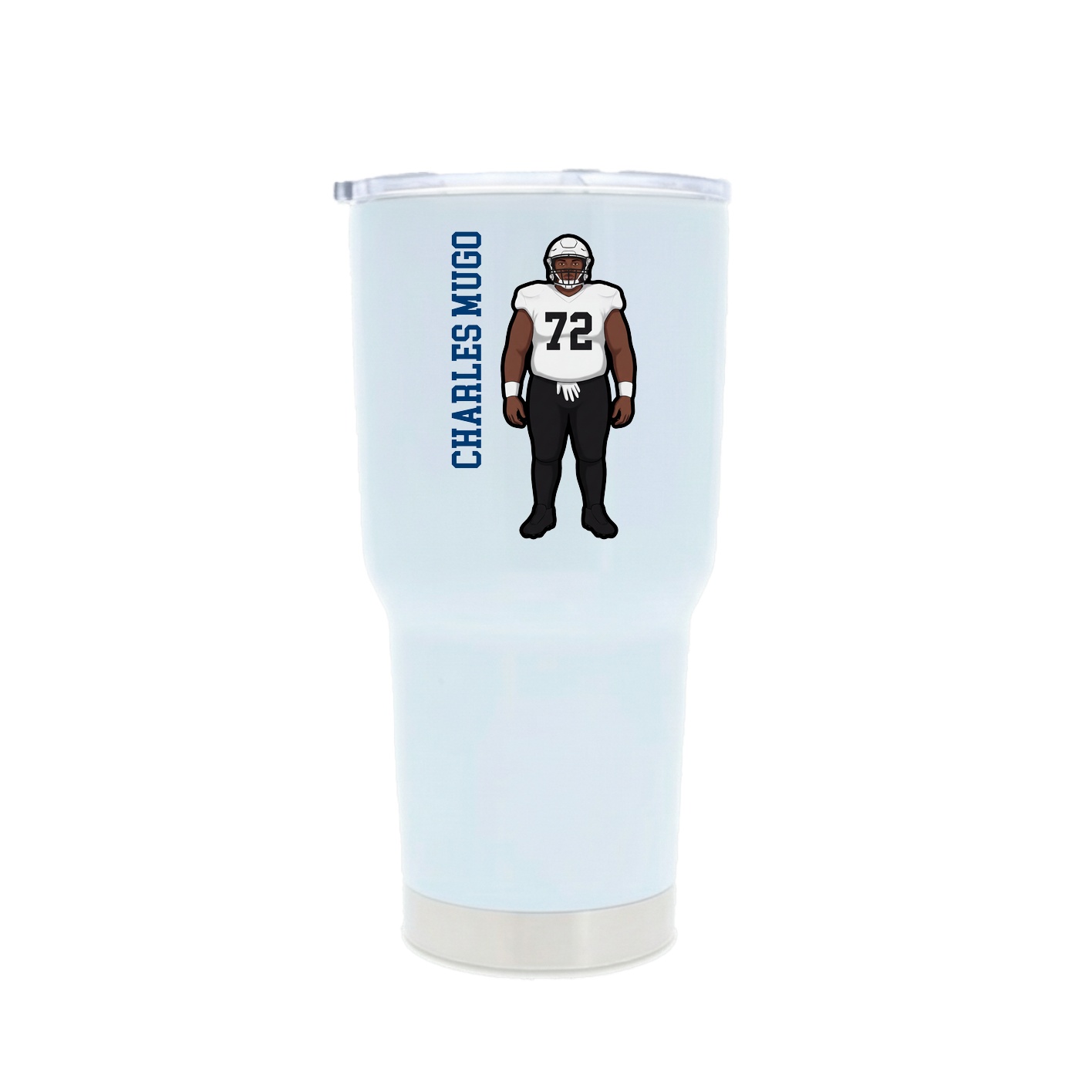 30oz Stainless Steel Tumbler — Name Vertical in White