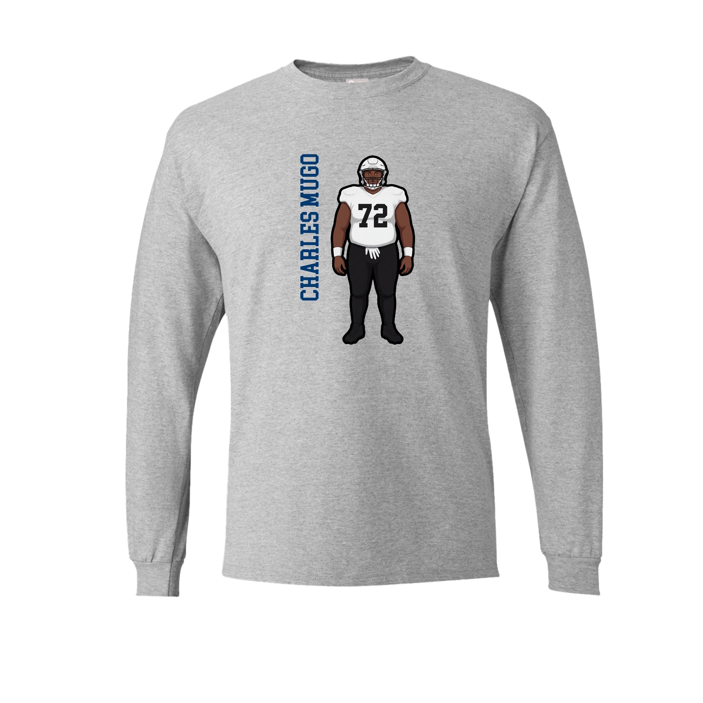 Long Sleeve Tee — Name Vertical in Grey