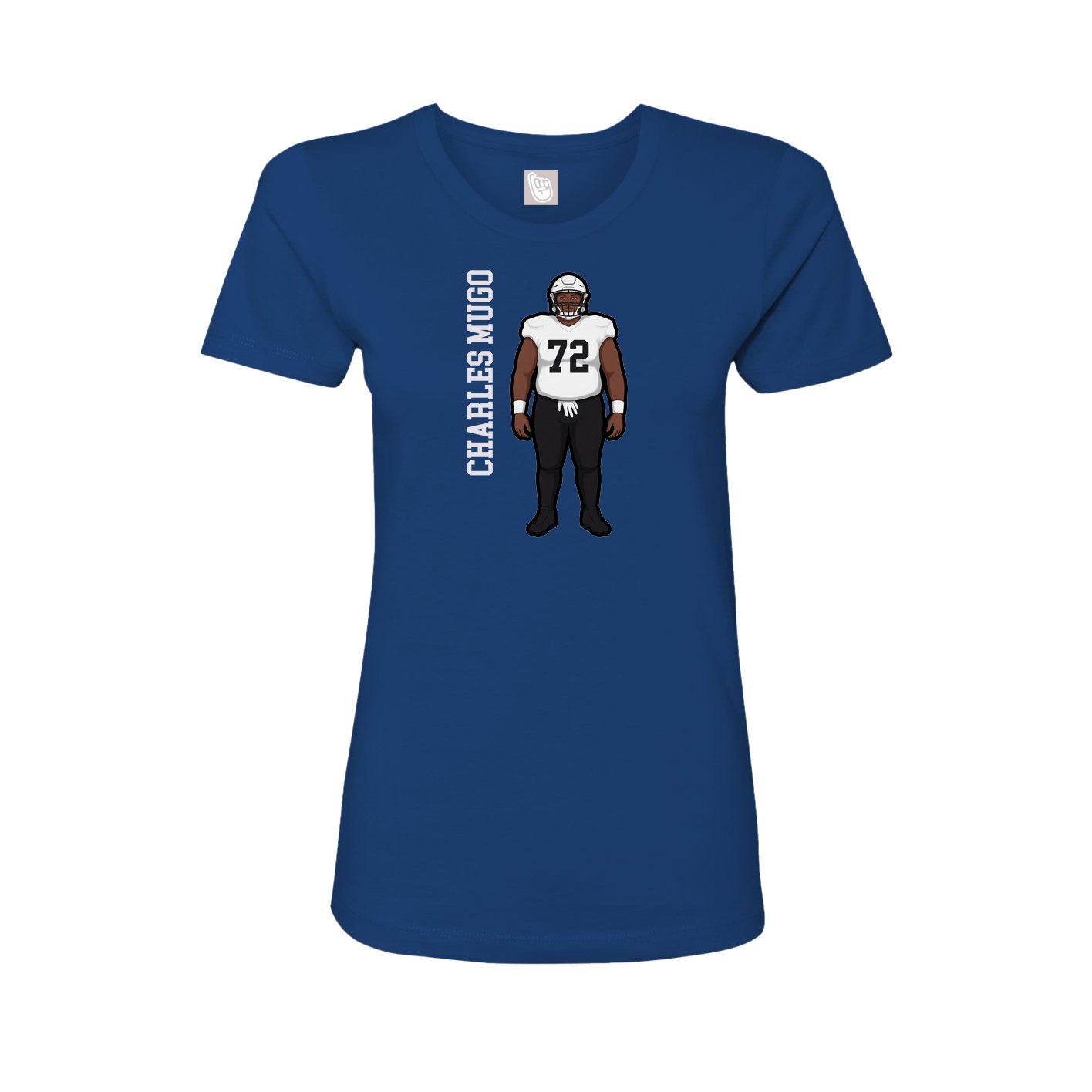 Fitted Women's Tee — Name Vertical in Royal