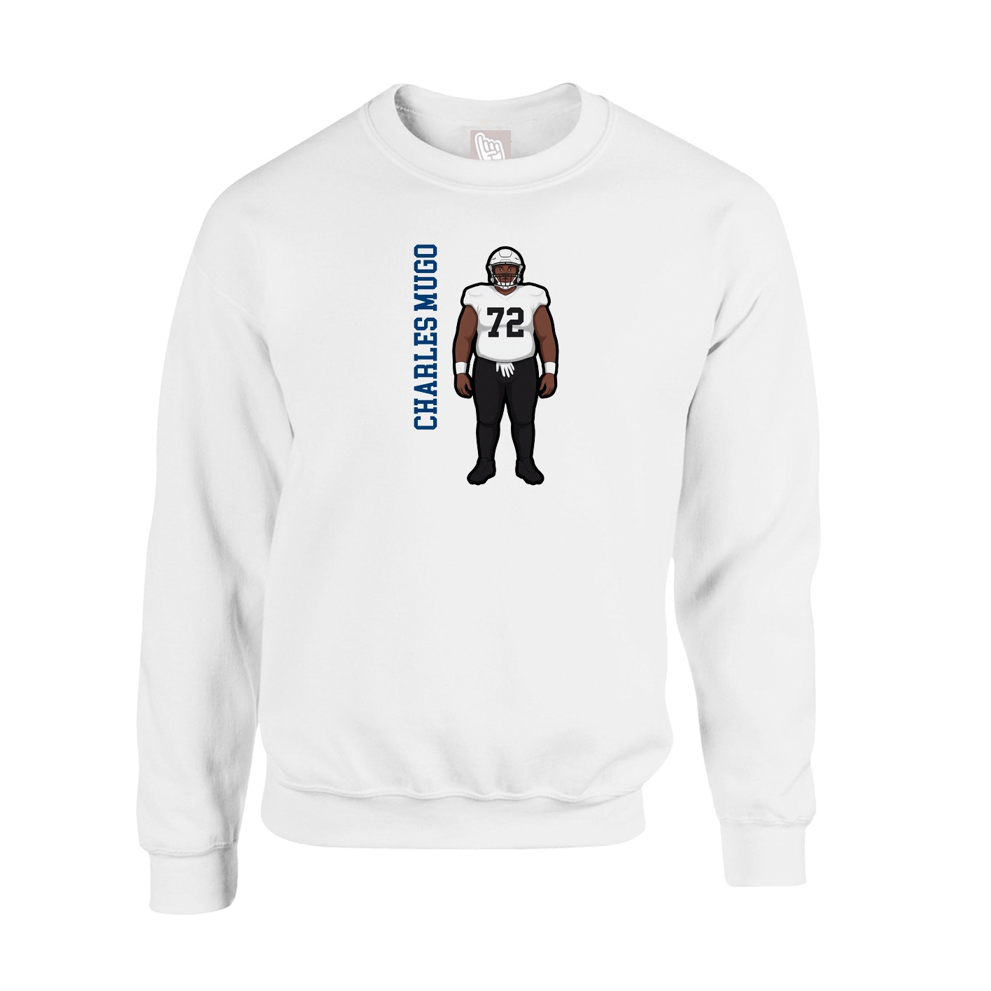 Fleece Crew — Name Vertical in White