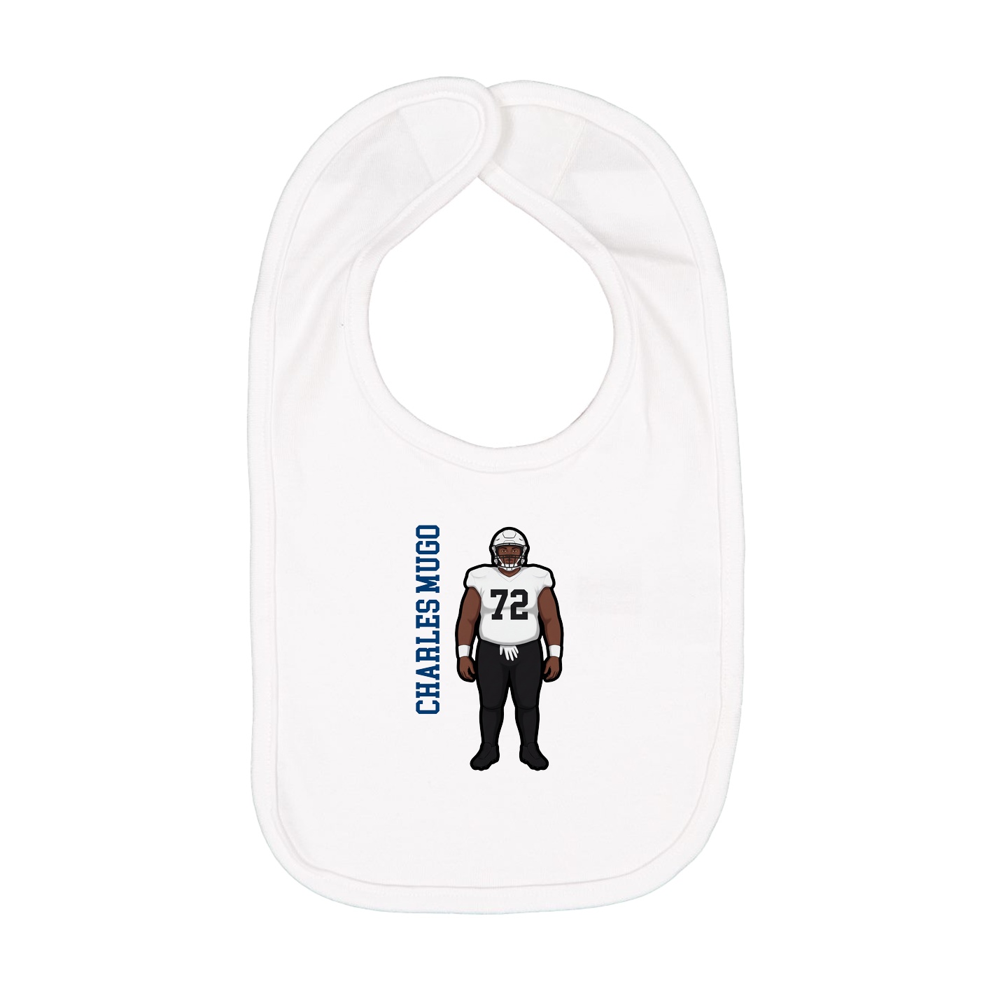 Infant Bib — Name Vertical in White