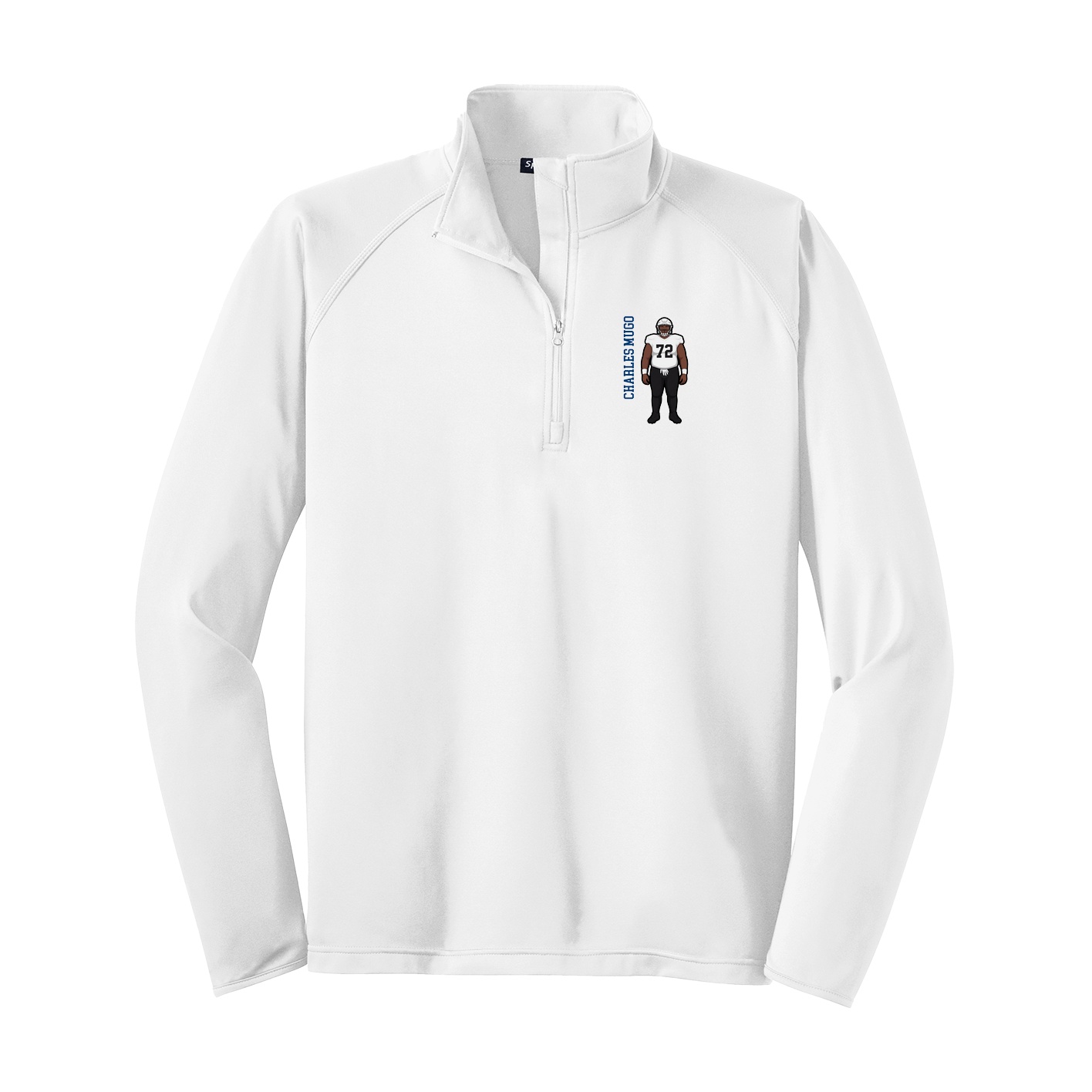 Q-Zip Pullover — Name Vertical in White