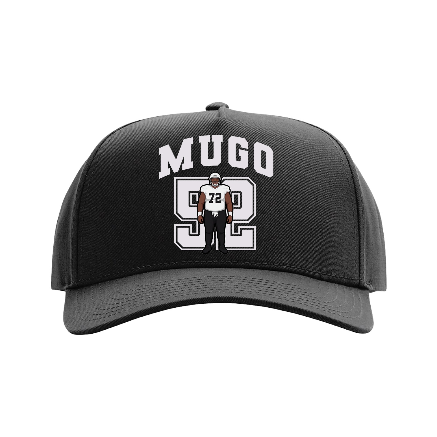 Full Fabric Five-Panel Champ Cap — Number in Black
