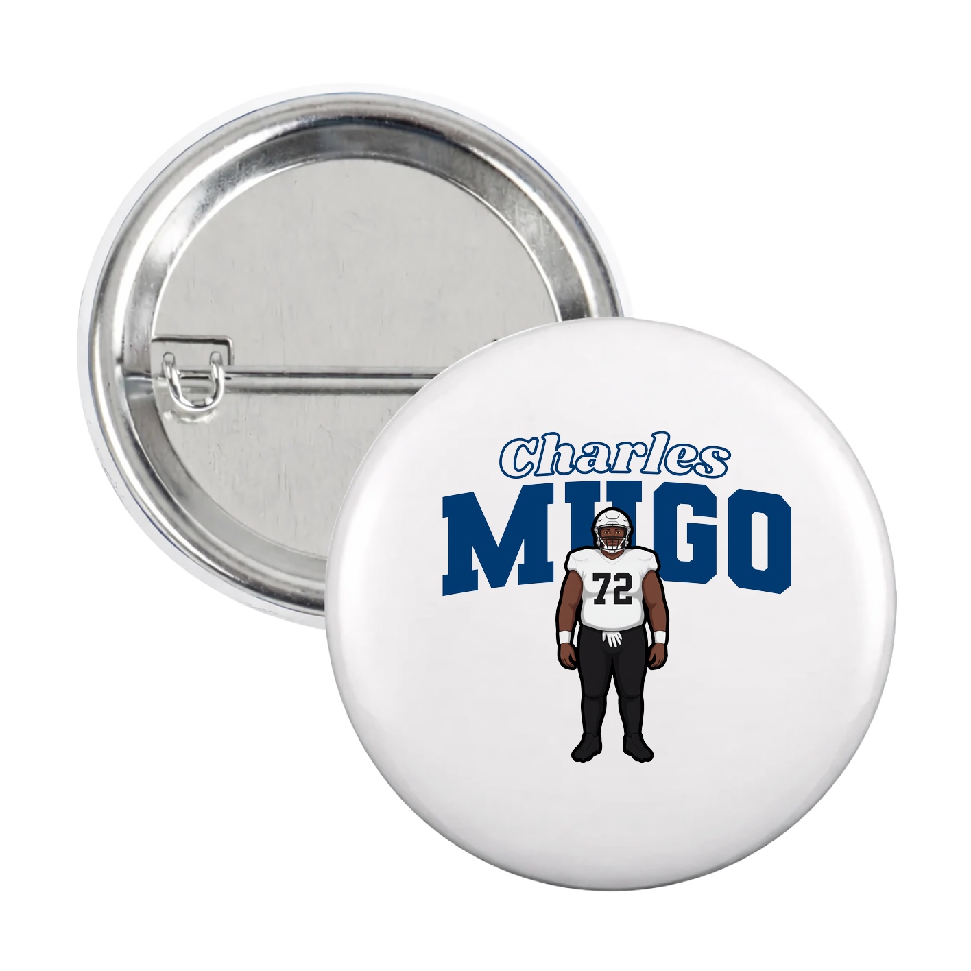 Game Day Button — Name Arch in White