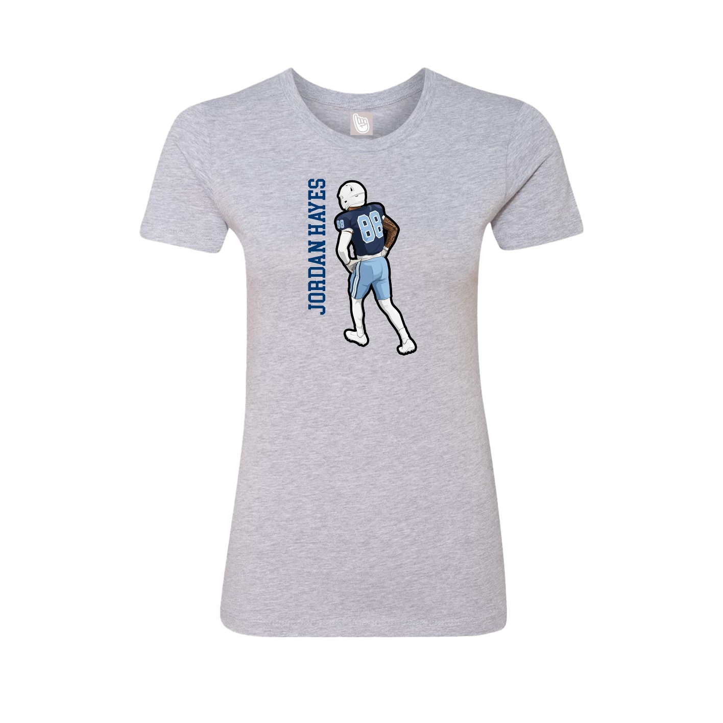 Fitted Women's Tee — Name Vertical in Grey