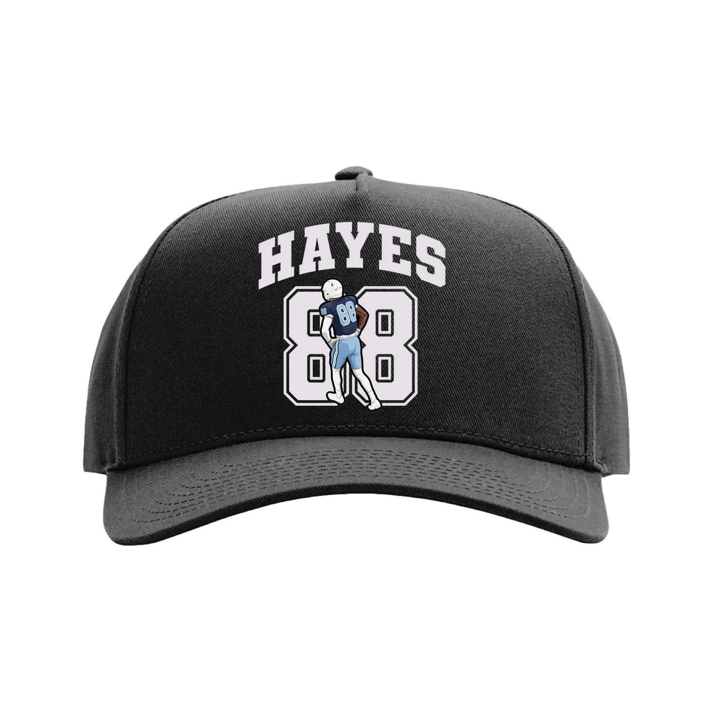 Full Fabric Five-Panel Champ Cap — Number in Black