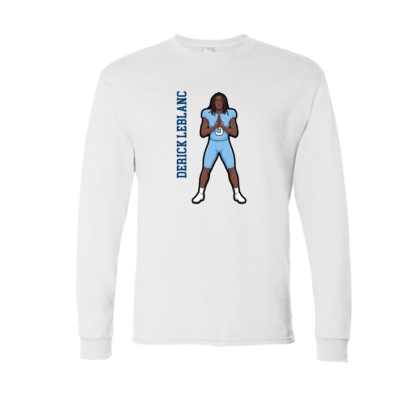 Long Sleeve Tee — Name Vertical in White