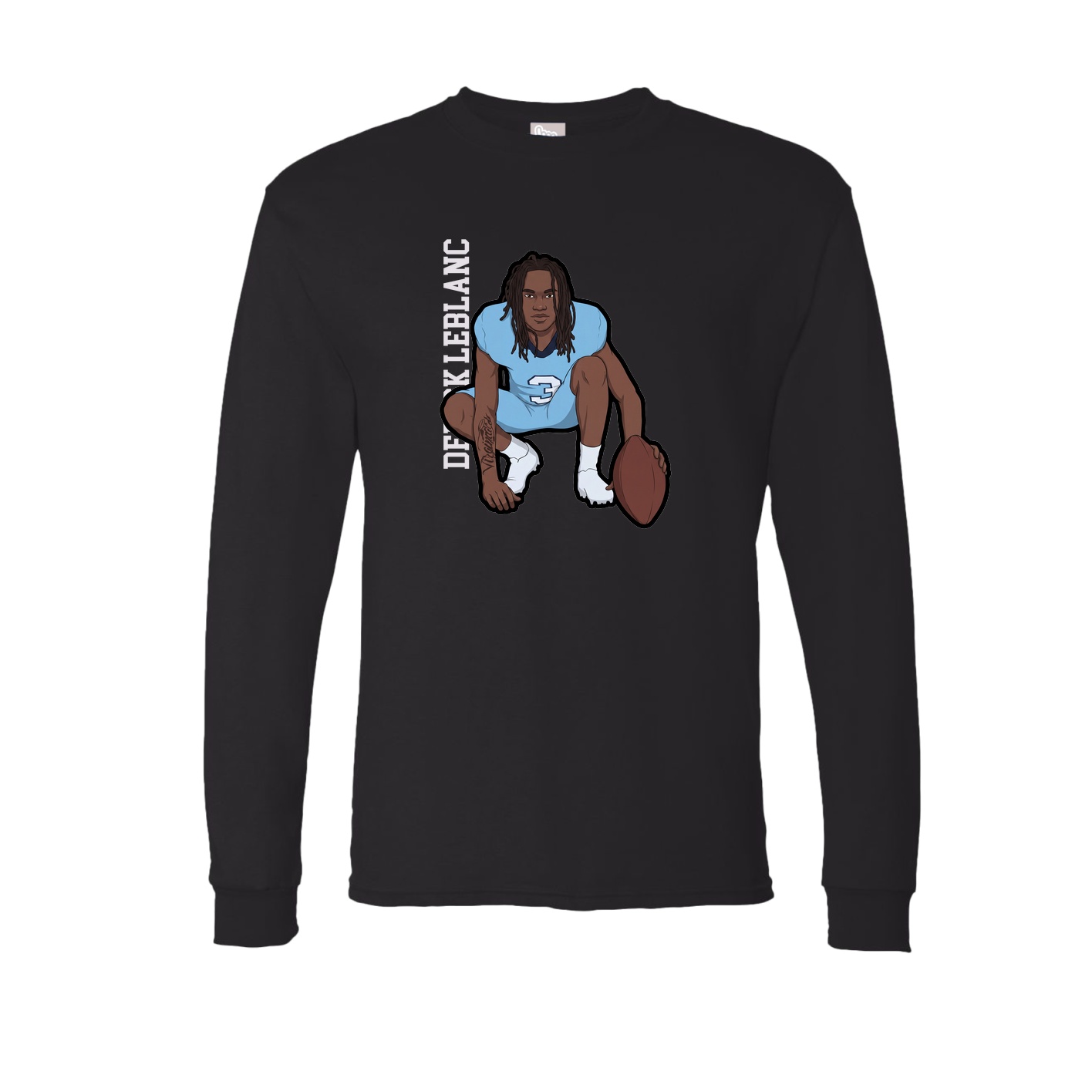 Long Sleeve Tee — Name Vertical in Black