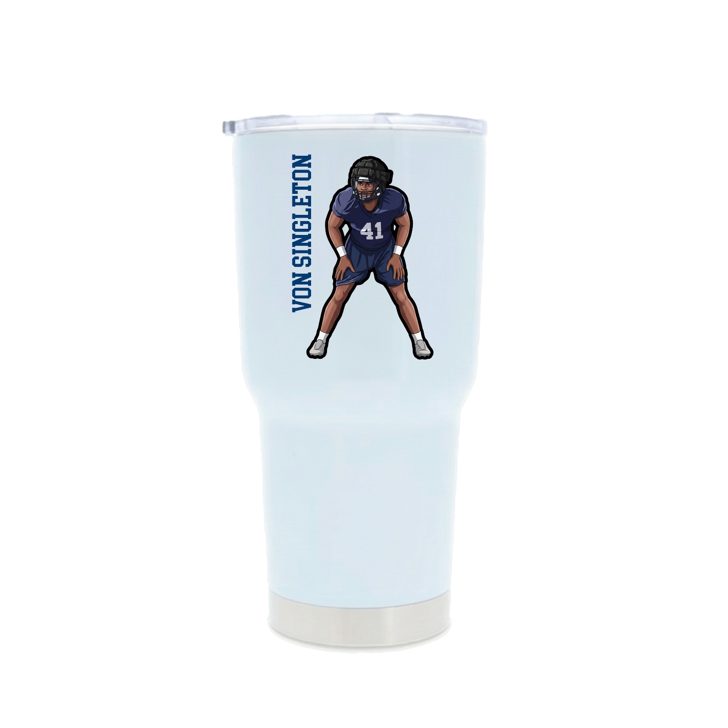 30oz Stainless Steel Tumbler — Name Vertical in White