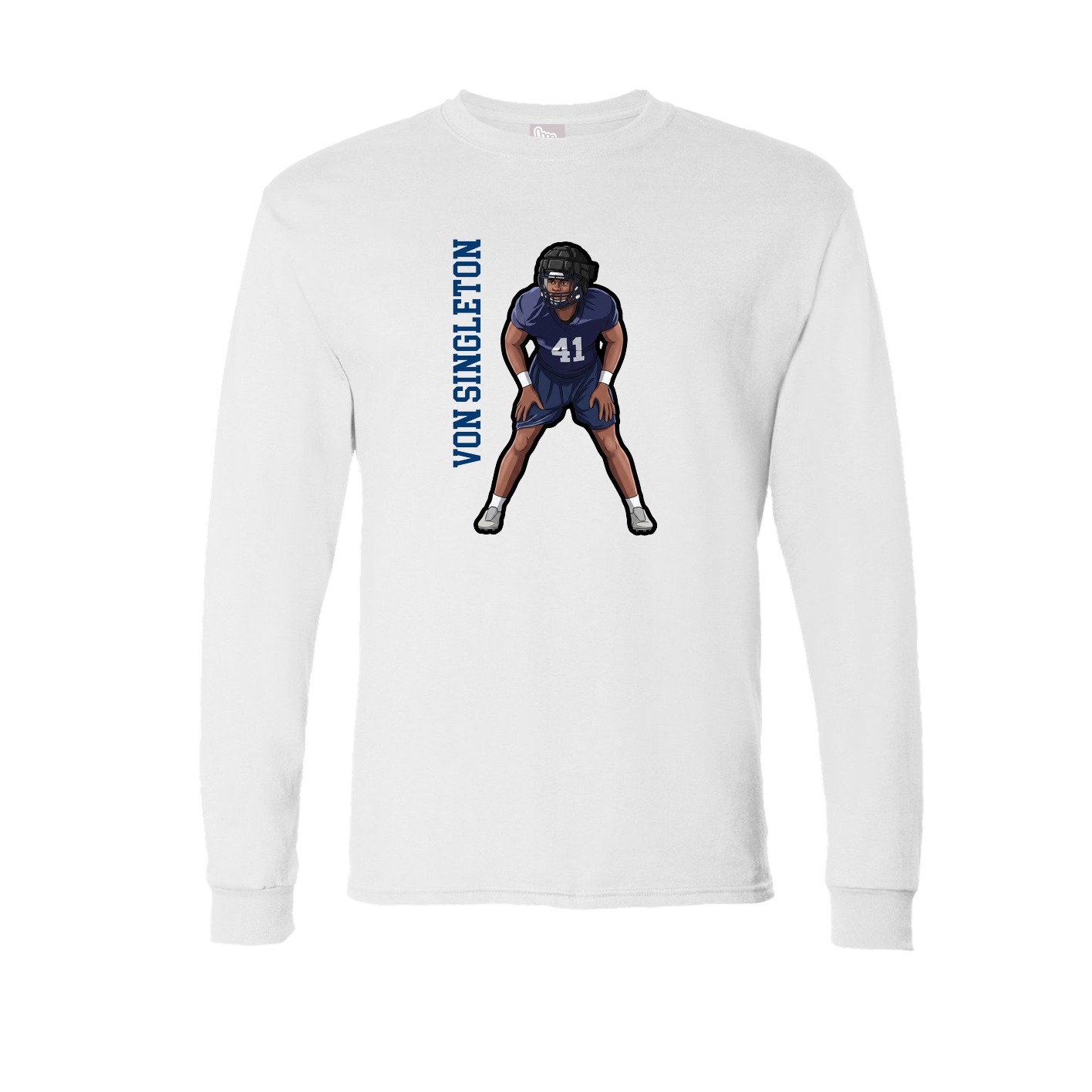 Long Sleeve Tee — Name Vertical in White