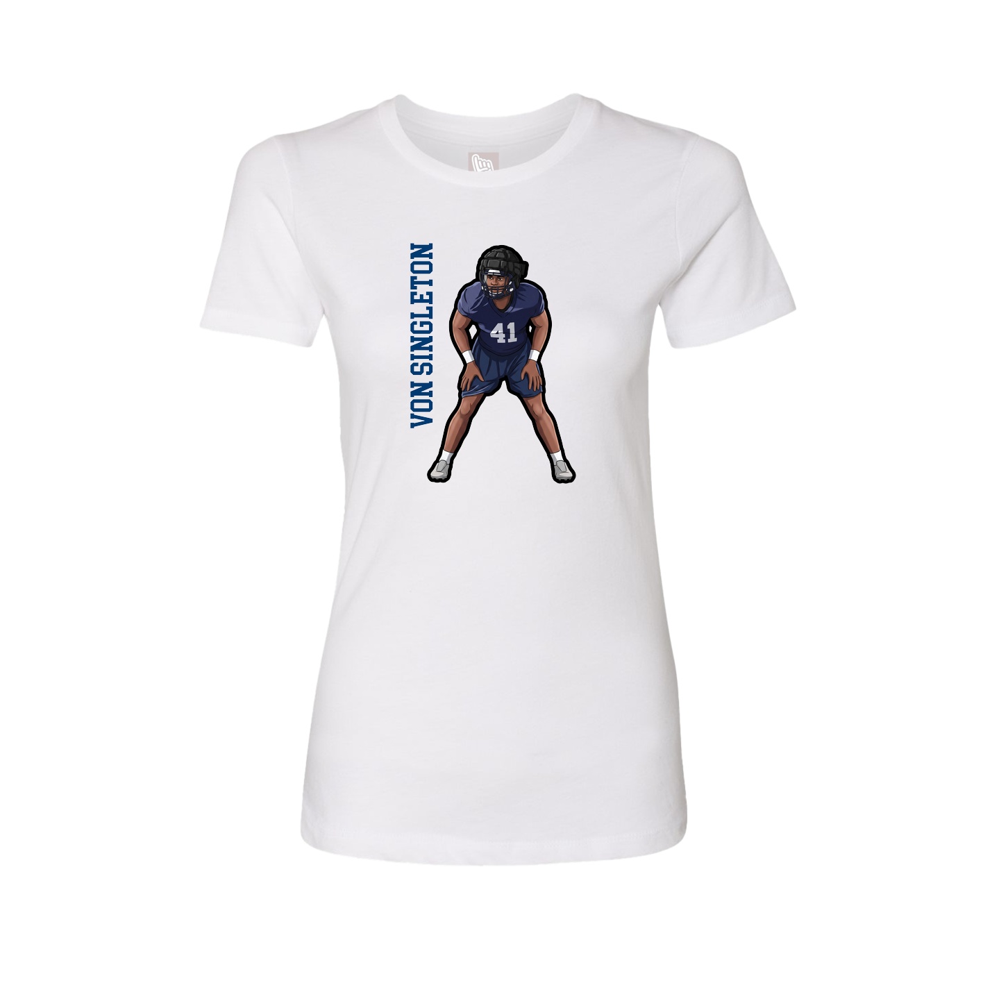 Fitted Women's Tee — Name Vertical in White