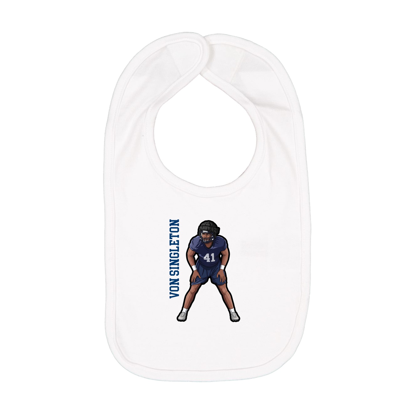 Infant Bib — Name Vertical in White