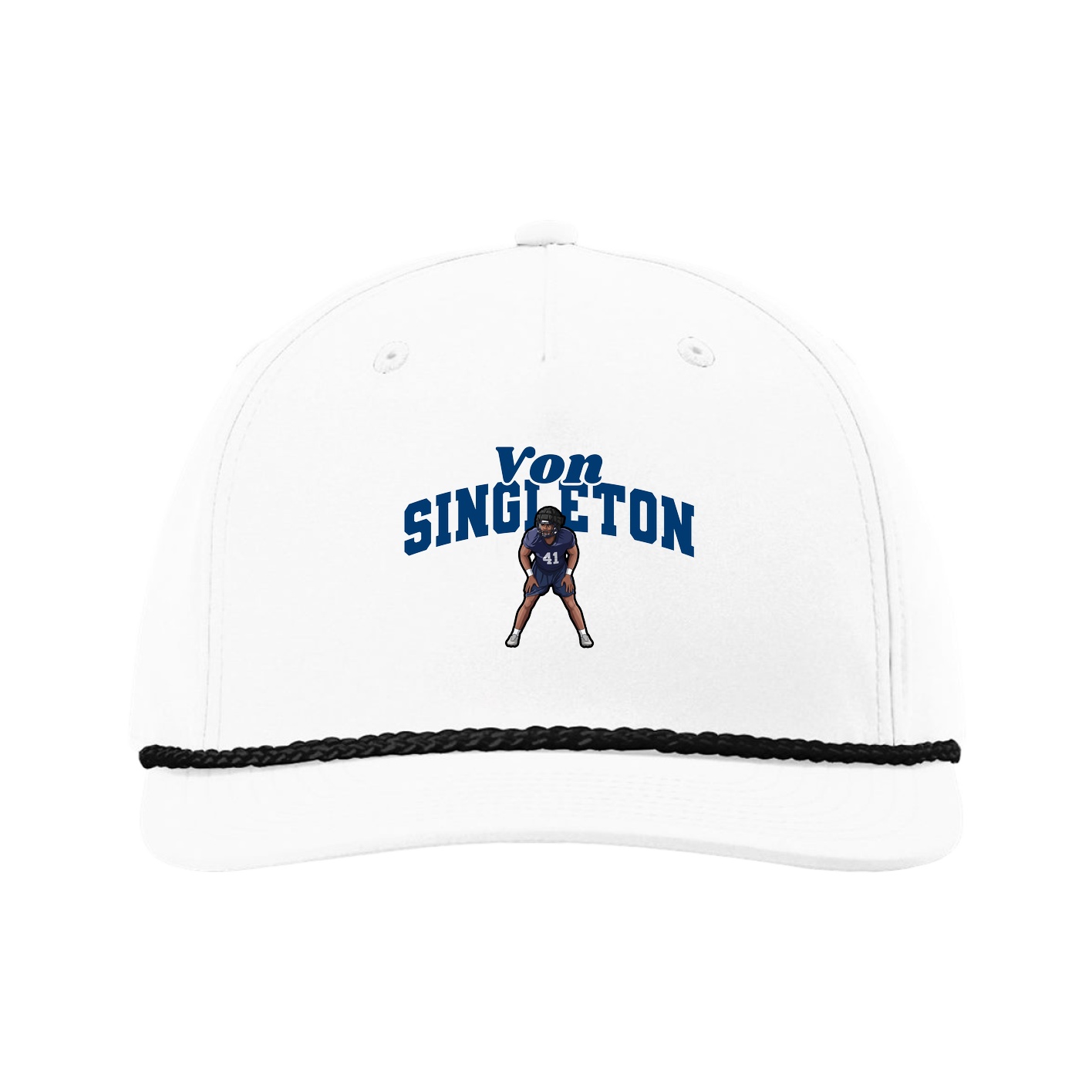 Five-Panel Classic Rope Cap — Signature Arch in White