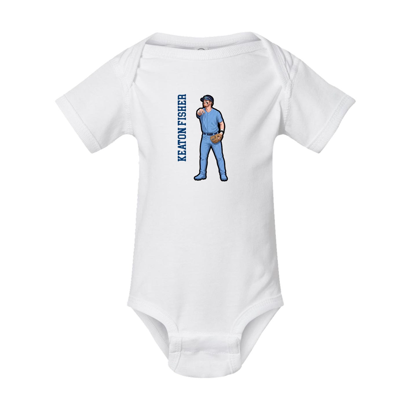 Baby Onesie — Name Vertical in White