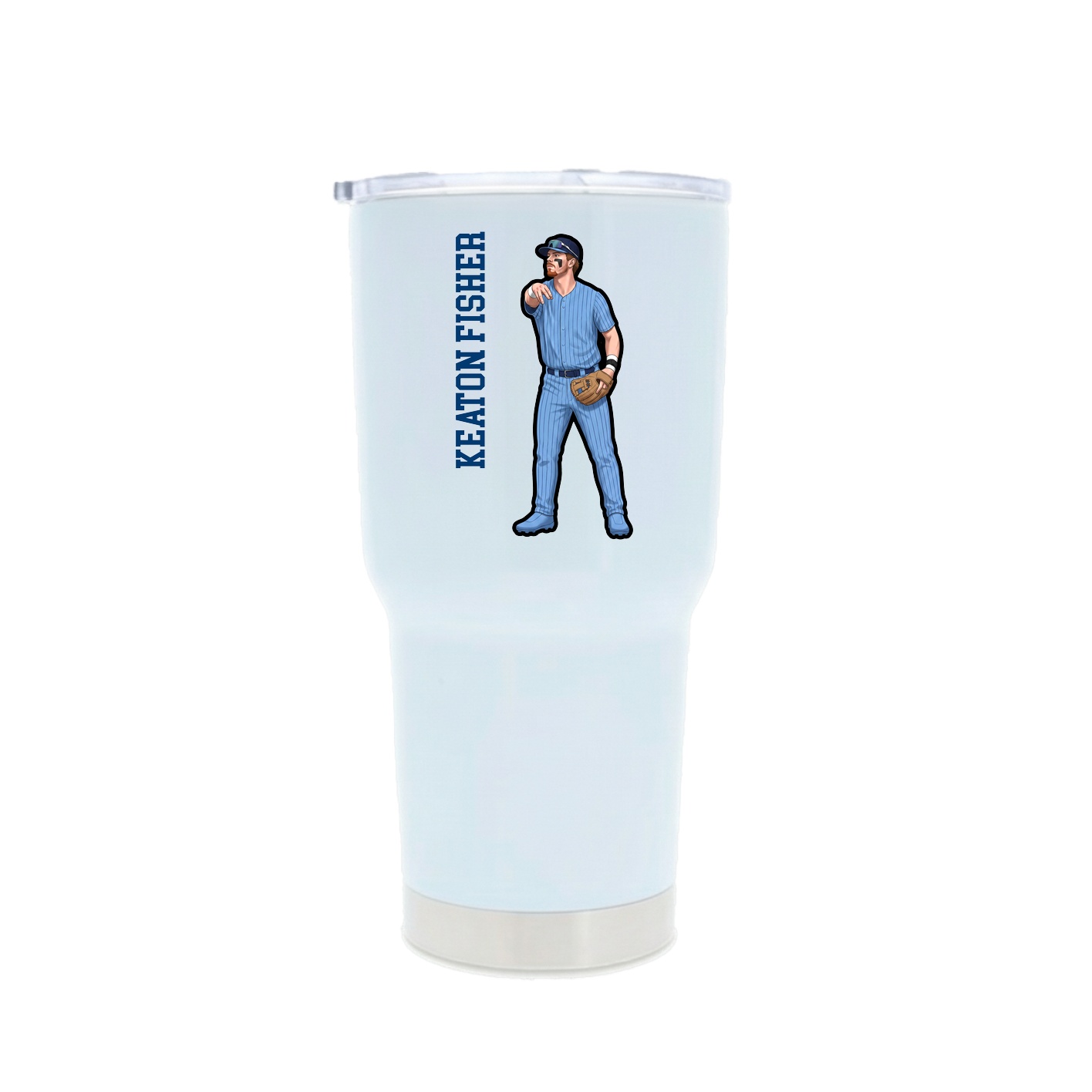 30oz Stainless Steel Tumbler — Name Vertical in White