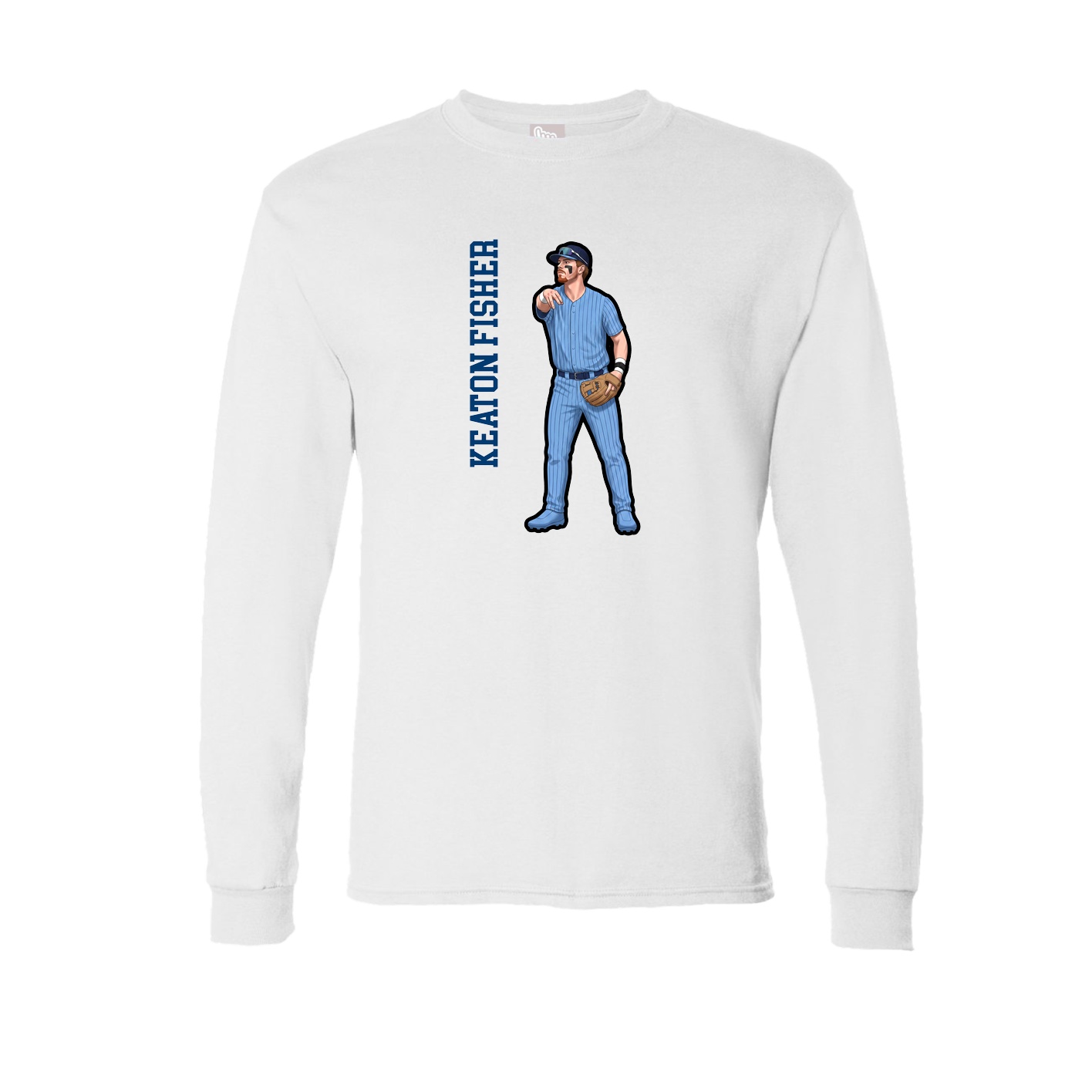 Long Sleeve Tee — Name Vertical in White