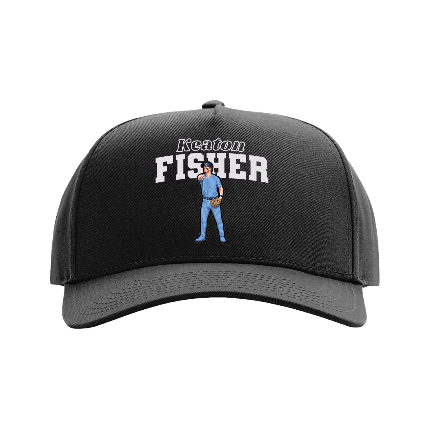 Full Fabric Five-Panel Champ Cap — Name Arch in Black