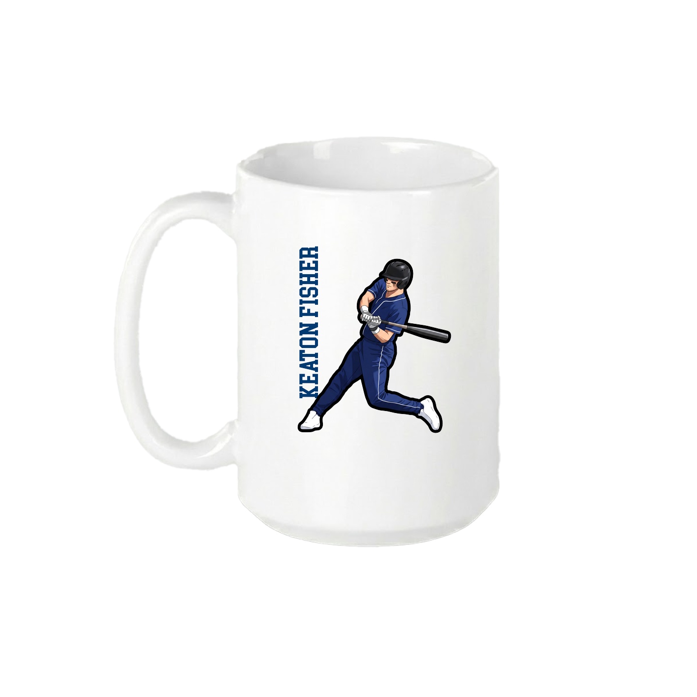 15oz Coffee Mug — Name Vertical in White