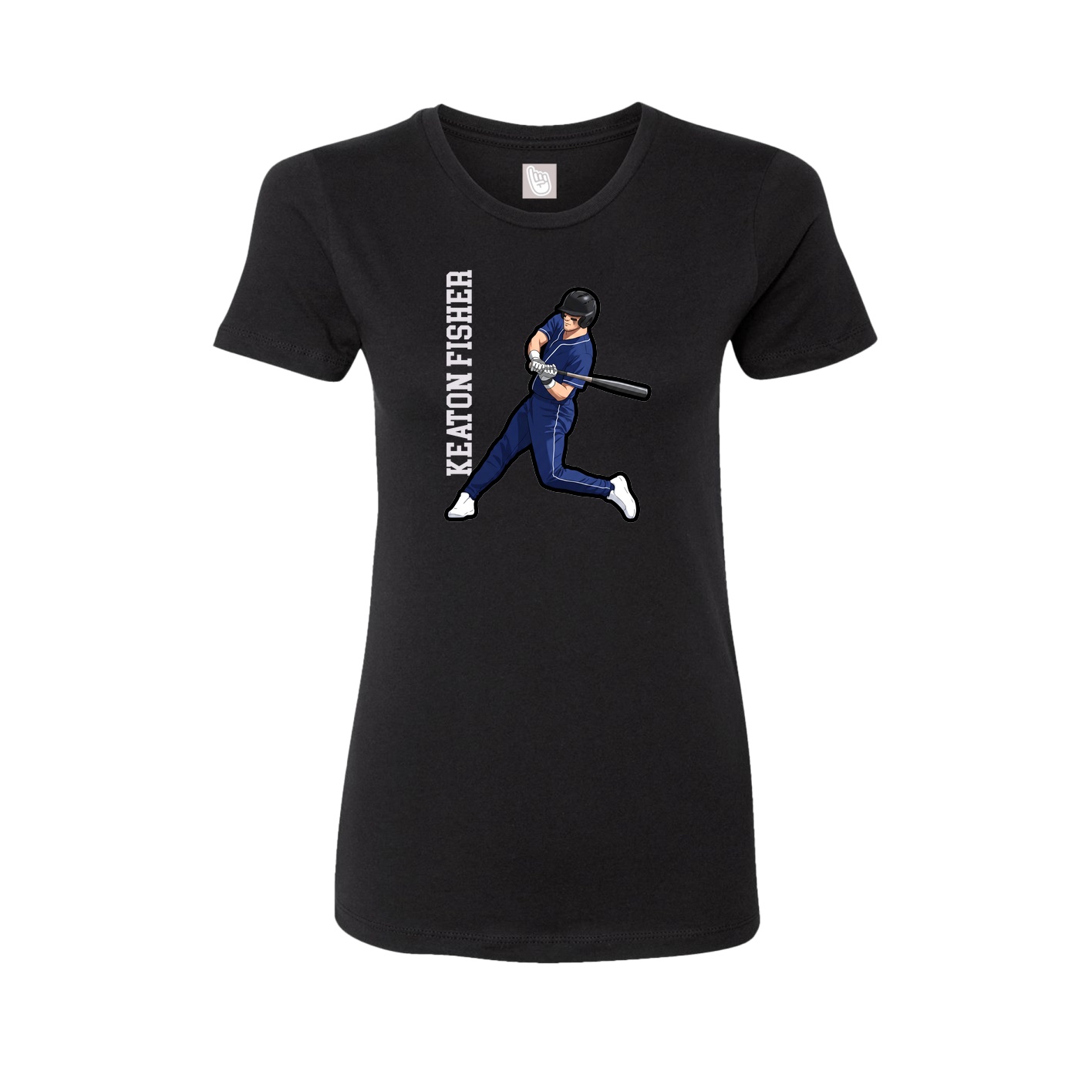 Womens Tee — Name Vertical in Black