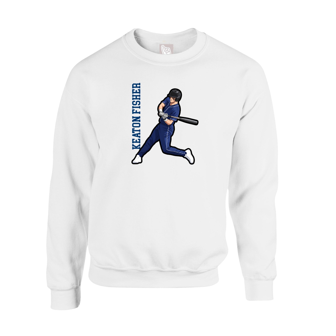 Fleece Crew — Name Vertical in White