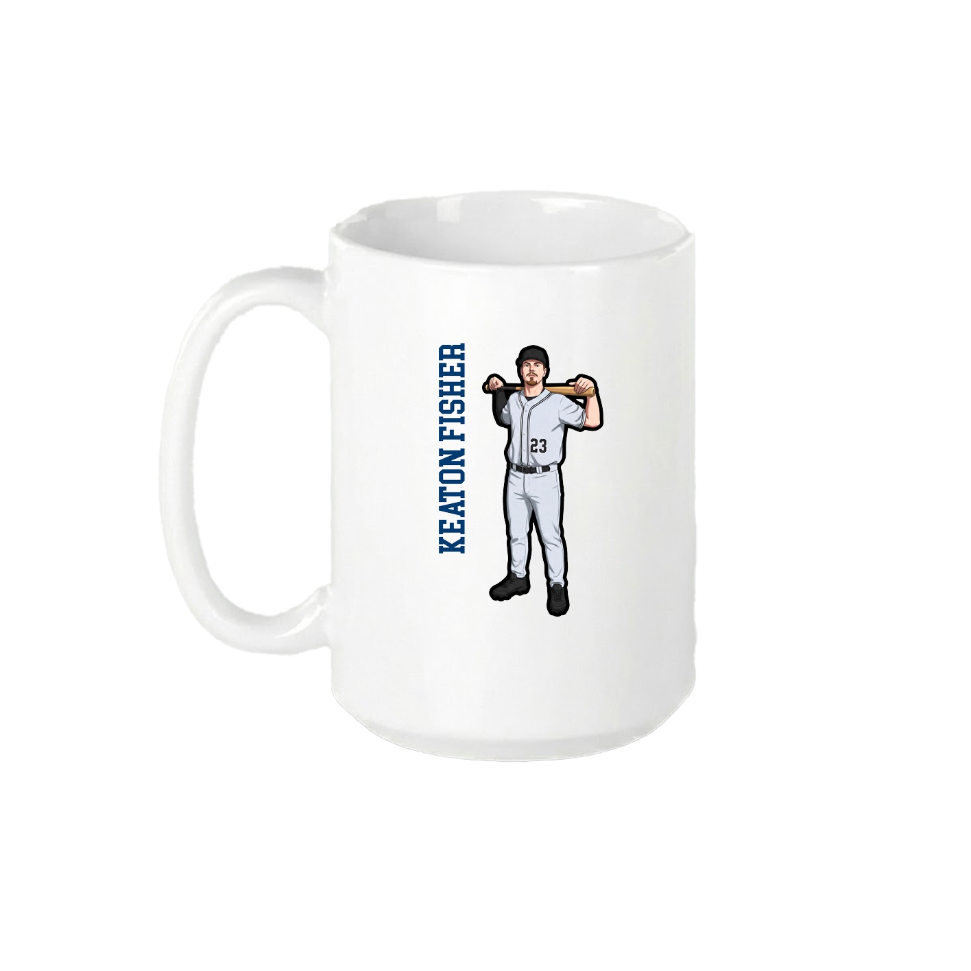 15oz Coffee Mug — Name Vertical in White
