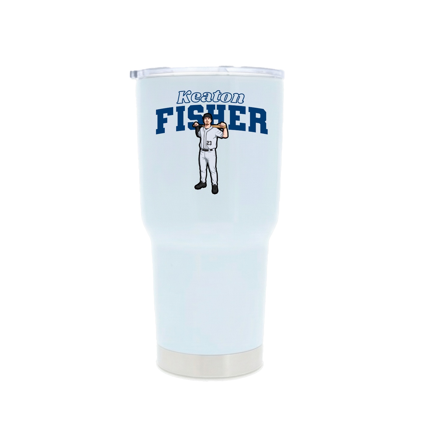 30oz Stainless Steel Tumbler — Name Arch in White