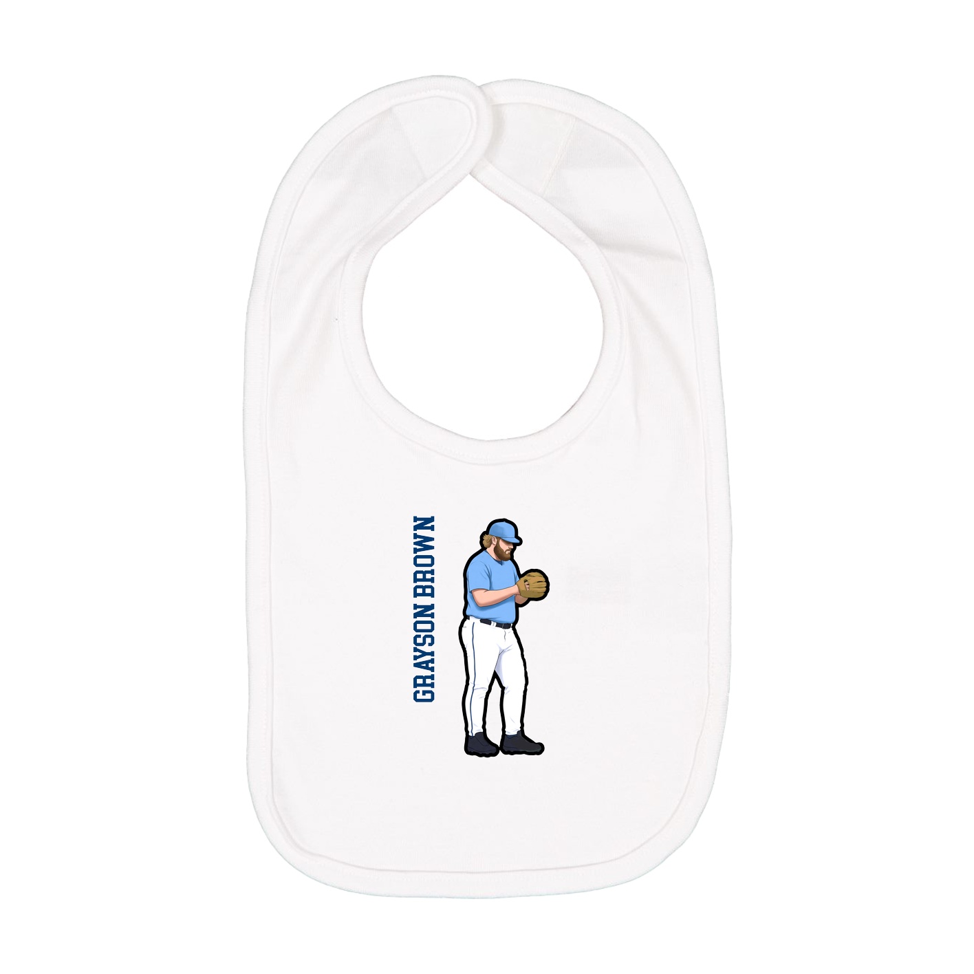 Infant Bib — Name Vertical in White
