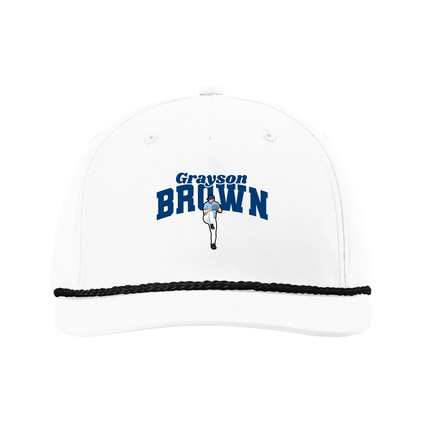 Five-Panel Classic Rope Cap — Signature Arch in White