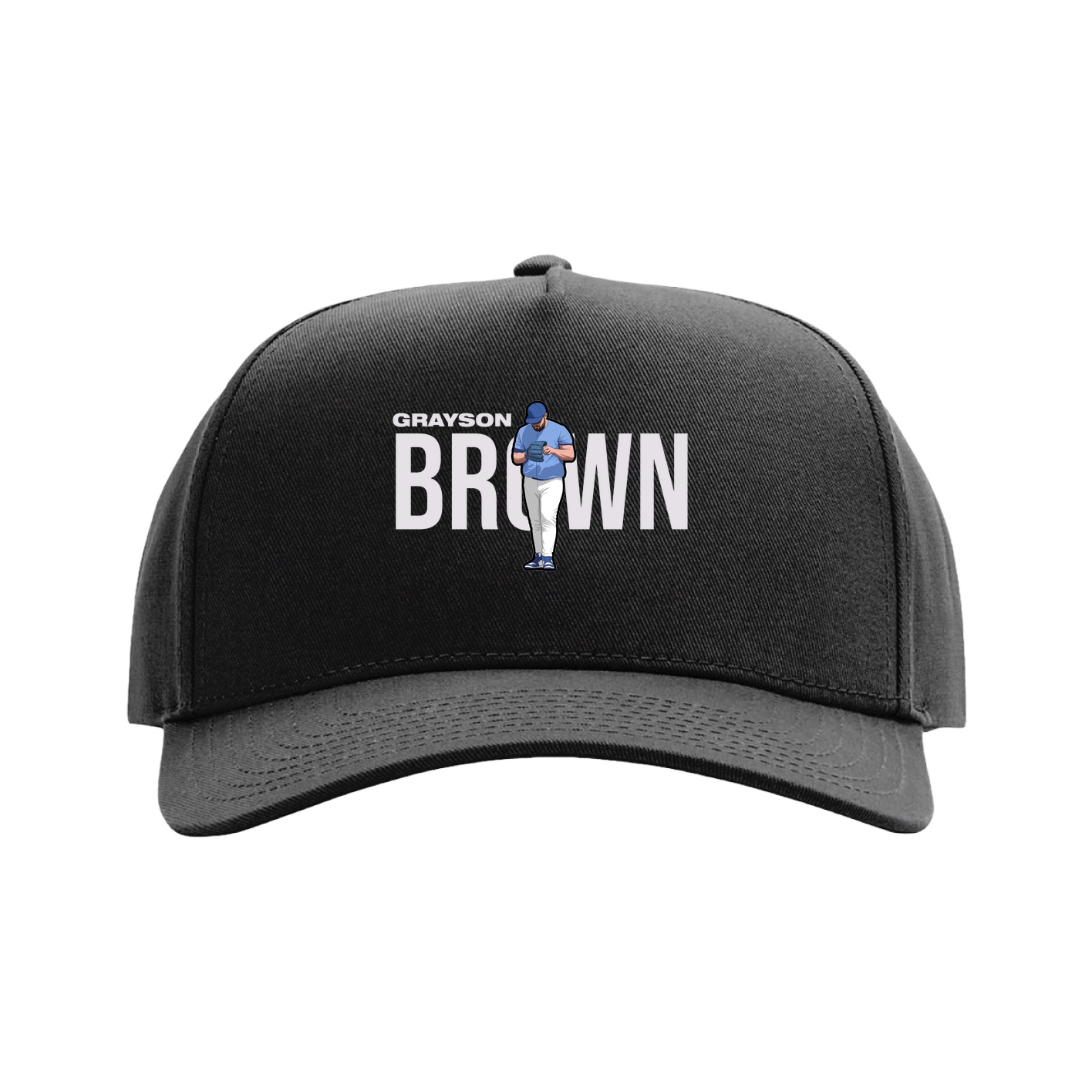 Full Fabric Five-Panel Champ Cap — Player Name in Black