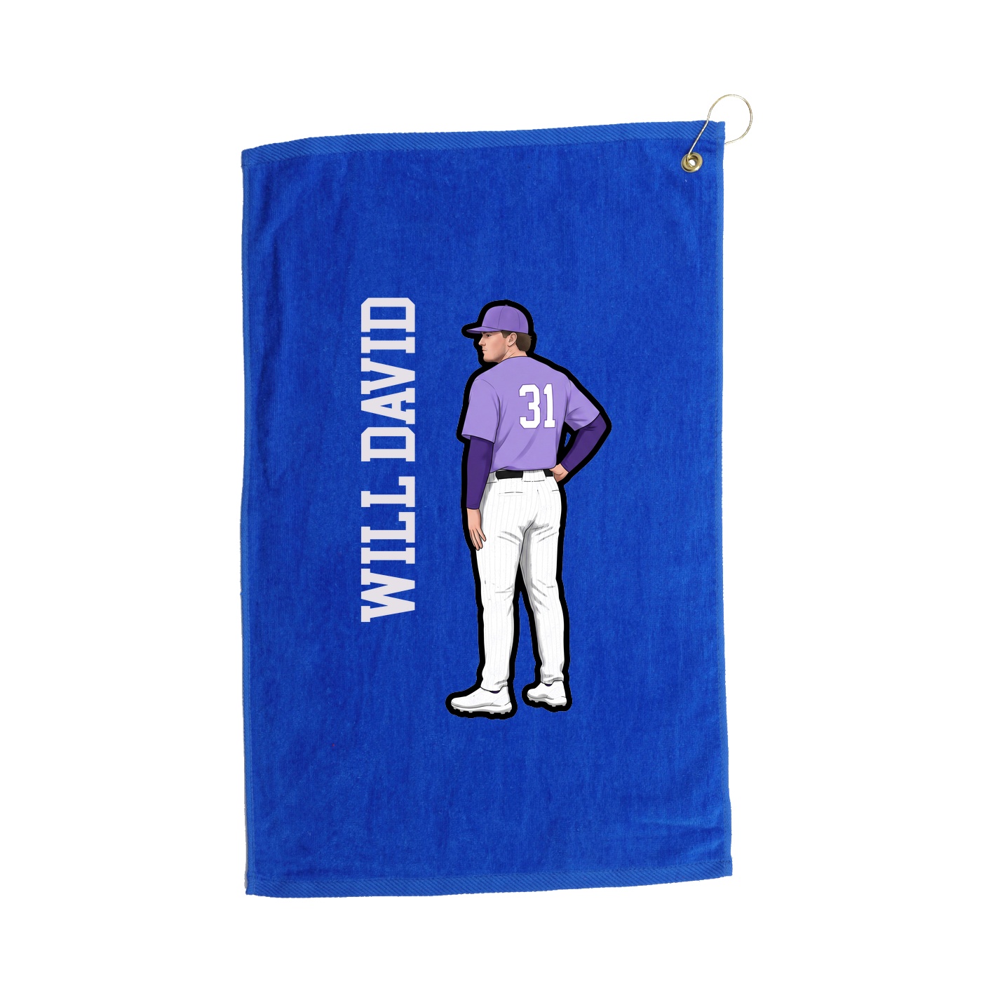 Golf Towel — Name Vertical in Royal