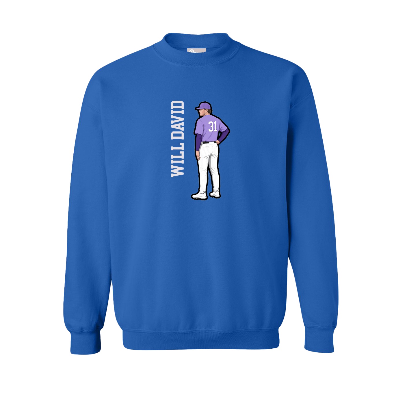 Fleece Crew — Name Vertical in Royal