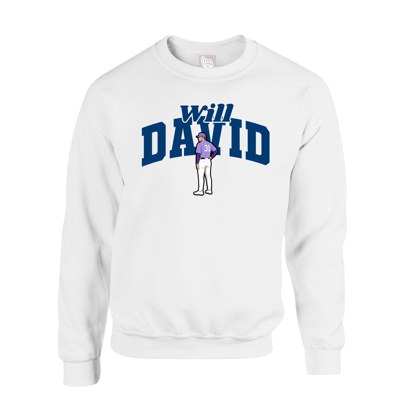 Fleece Crew — Signature Arch in White