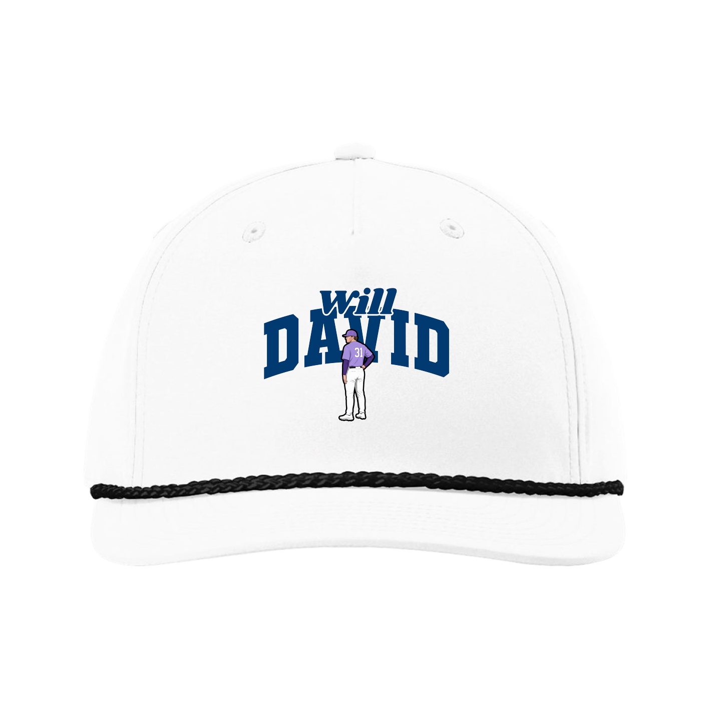 Five-Panel Classic Rope Cap — Signature Arch in White