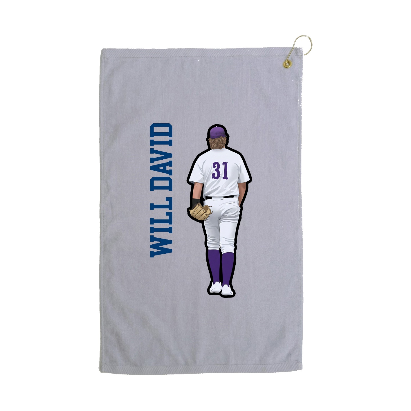 Golf Towel — Name Vertical in Grey