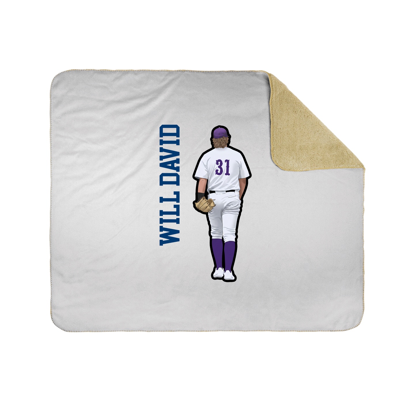 Throw Blanket — Name Vertical in White