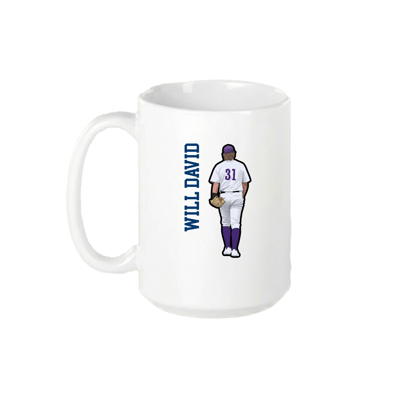 15oz Coffee Mug — Name Vertical in White