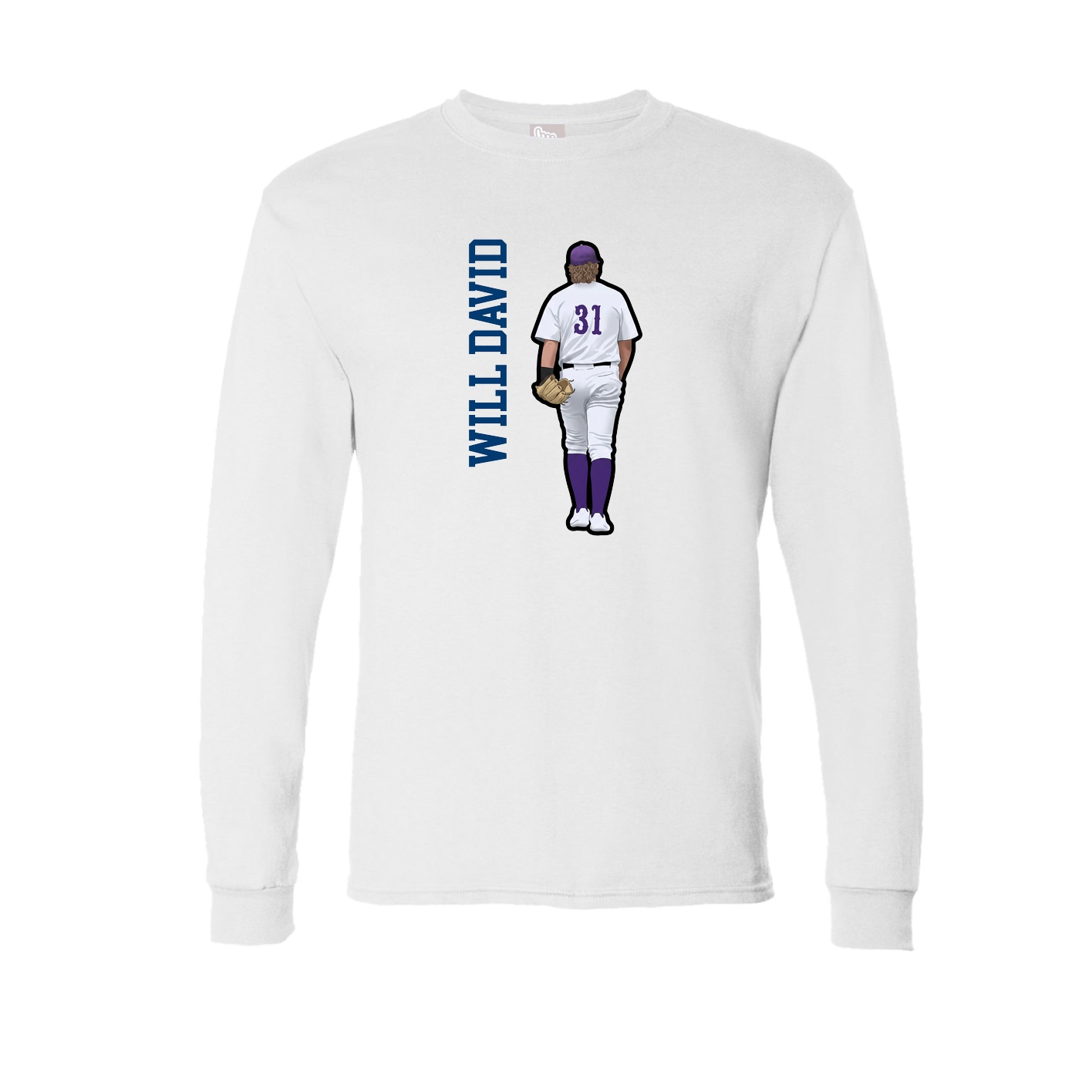 Long Sleeve Tee — Name Vertical in White